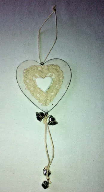 Shabby & Chic Wandornamente Wandhänger herzförmig Holz weiß rustikal