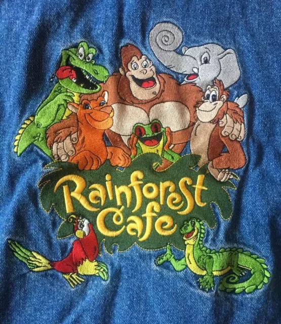 Giacca denim vintage anni '80 Rainforest Cafe 39"" petto adatta donna 8 / bambini americani 10