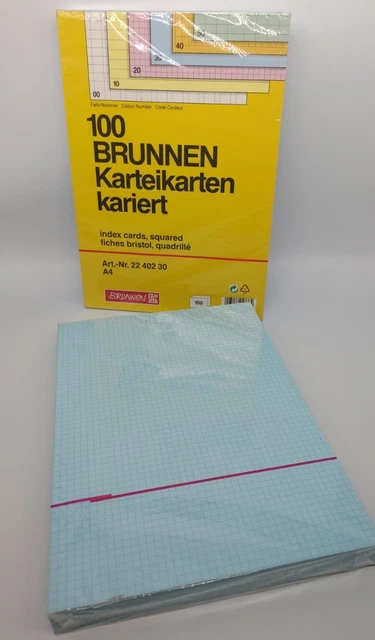 2x 100 Stk. BRUNNEN Karteikarten kariert blau ~ NEU in Folie ~ Flashcard Studium