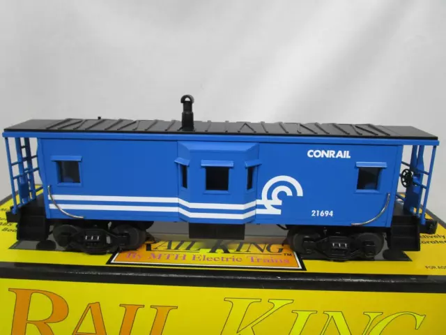 Coche caboose con ventana Conrail Bay calibre MTH O CR #21694 NUEVO EN CAJA 30-7717
