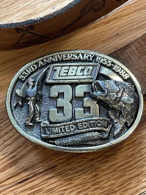 VINTAGE ZEBCO FISHING Reels 33rd Anniversary Limited Ed. Belt Buckle  1955-1988 $14.99 - PicClick