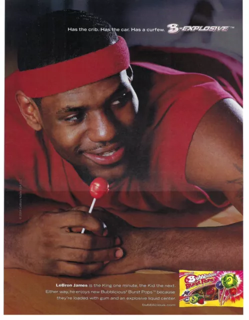 2004 Bubblicious Burst Pops Lebron James Candy Vintage Magazine Print Ad/Poster