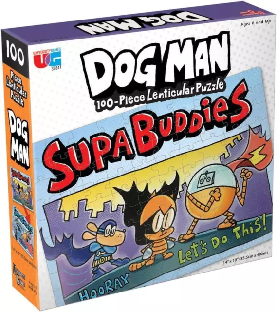 University Games Dog Man Supa Buddies Lenticular 100 Piece Jigsaw Puzzle