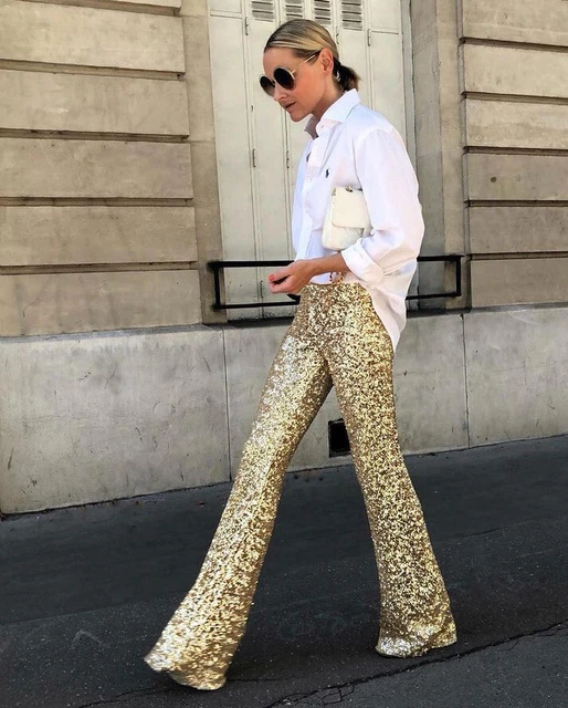 Pantalon a hotsell paillette zara