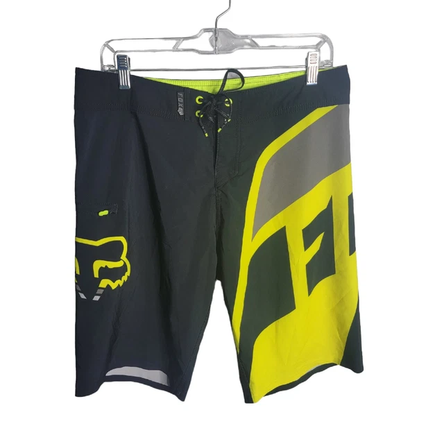 Fox Racing Board Shorts Large Graphics Size 32 Black Neon