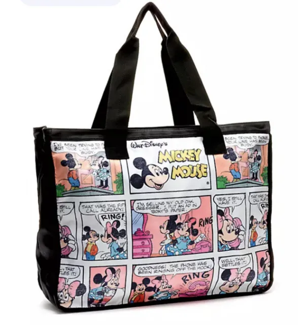 Disney Store Mickey & Minnie Mouse Cartoon Comic Strip Tote Bag Shoulder Shopper