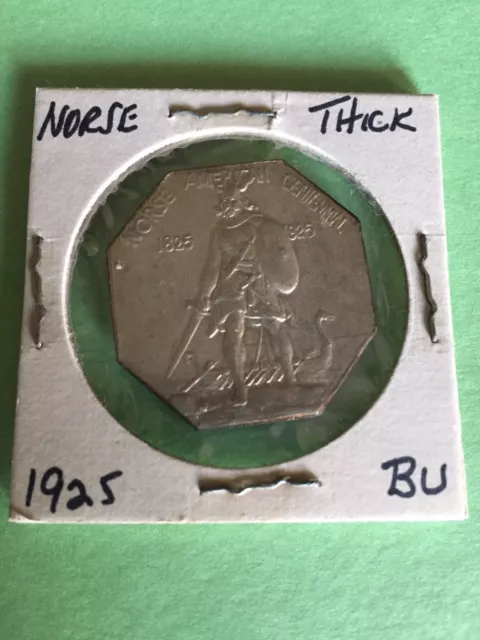 Thick 1925 Norse American Centennial Silver Octagon Medal