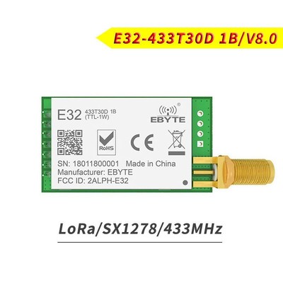 LORA MODULE SX1278 LoRa Module 30dBm 433 MHz Transceiver UART SMA-K ...