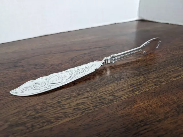 Albert Coles Coin Silver Ornate Pattern Turn Handle Sterling Master Butter Knive