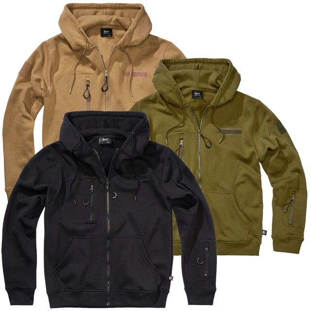 Brandit MA1 Sweat à Capuche Jacke Hommes Militaire Doublé Manteau Matelassé Noir