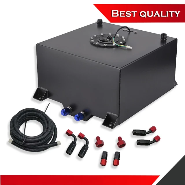 ALUMINUM 10 GALLON Black Fuel Cell Gas Tank w/ Fuel Sender & 12' Fuel ...