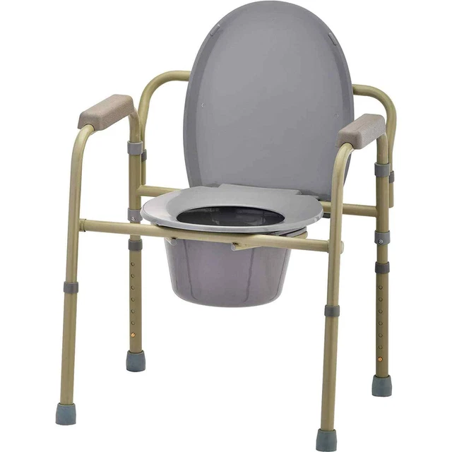 Nova Folding Commode, Over Toilet or Bedside, Comes with Splash Guard/Bucket/Lid