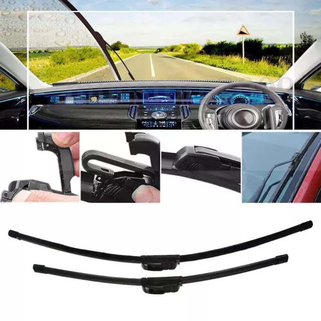 2* Universal 24'' + 18'' Bracketless Car Windshield Wiper Blade Auto Accessories