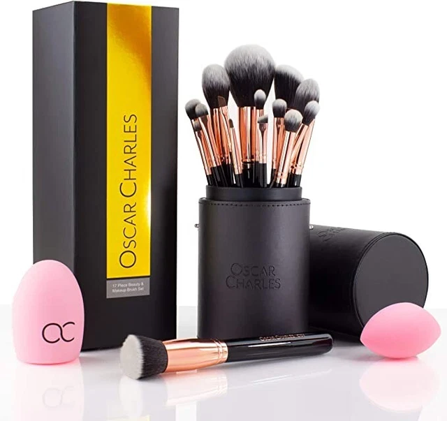 Oscar Charles 17 Pezzi Set di pennelli per trucco professionale con frullator...
