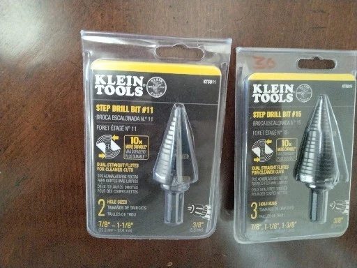 Klein Tools 2x KTSB15 7/8", 1-1/8" for 1-3/8" Step Drill Bit #15, Klein #11 Bit 2