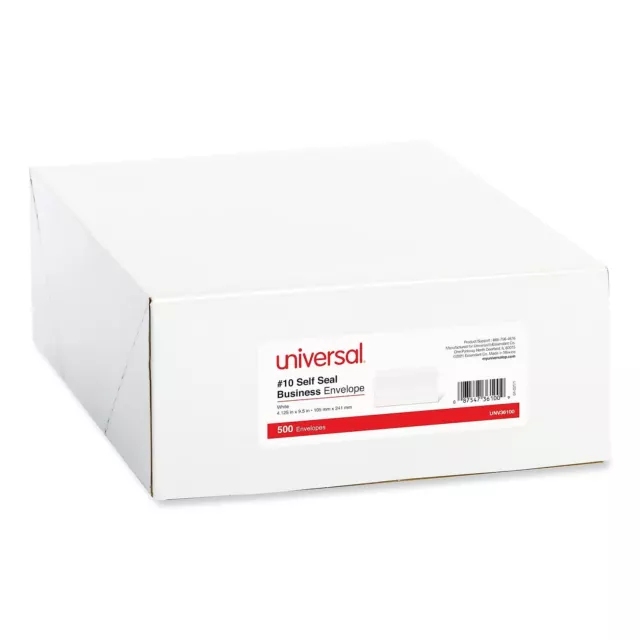 UNIVERSAL Self-Seal Business Envelope #10 4 1/8 x 9 1/2 White 500/Box 36100 2