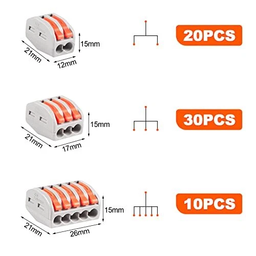 Qetlavee 60 Pièces Connecteur Electrique Borne de Connexion Électrique avec L... 2