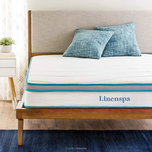 Linenspa 20 cm Matelas hybride à ressorts et mousse à 90 x 190 cm, Blanc