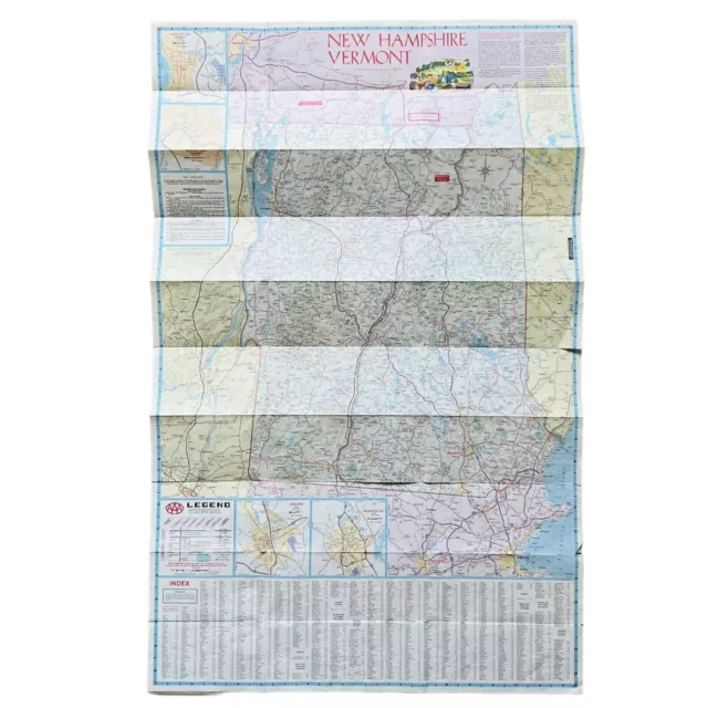 Vintage 1980's Maine New Hampshire Vermont Folding Road Highway Map 23.5" x 37"