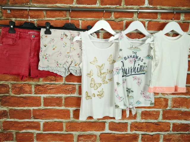 GIRLS BUNDLE AGE 9-10 YEARS ZARA RIVER ISLAND etc DENIM SHORTS TOP T-SHIRT 140CM