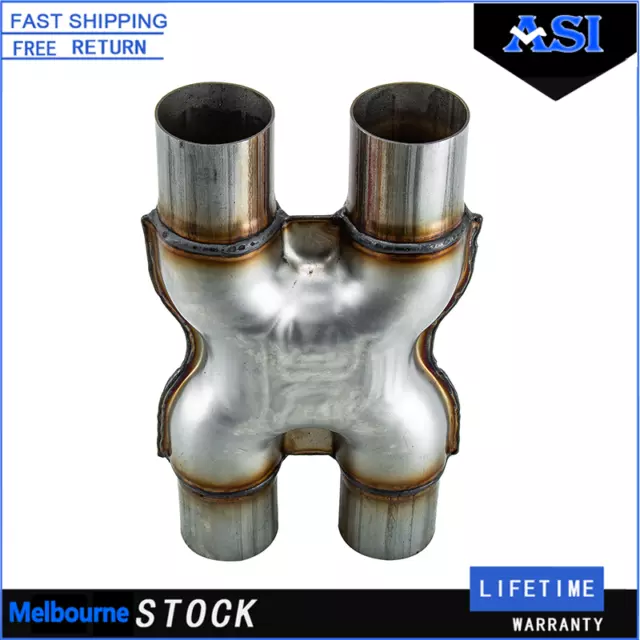 2.25" Out Muffler Exhaust Tip Durable Dual Car Crossover x Pipe Stainless Steel