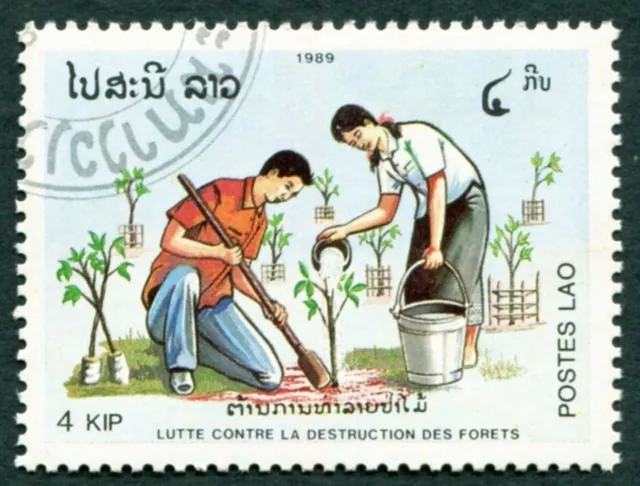 LAOS 1989 4k SG1128 used FG NH Preserve Forests campaign ##W31
