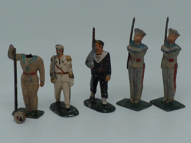 Lot De 15 Soldats Métal Peint - Guerres 14-18 / 39-45 - Quiralu? - Vintage