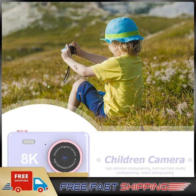 80MP 2.4 inch HD Screen Kids Digital Video Photo Camera with 32GB Card (Purple)