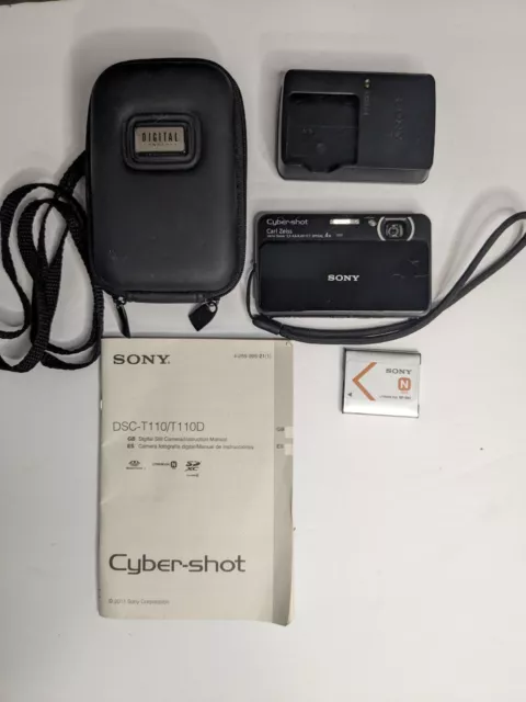 Sony Cyber-shot DSC-T110 16.1MP Digital Camera - Black Very Good Tested Works