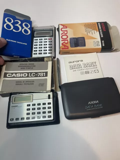 Vintage Casio Lc-781 Pocket Calculator! Aurora Data Bank Lot Of 3