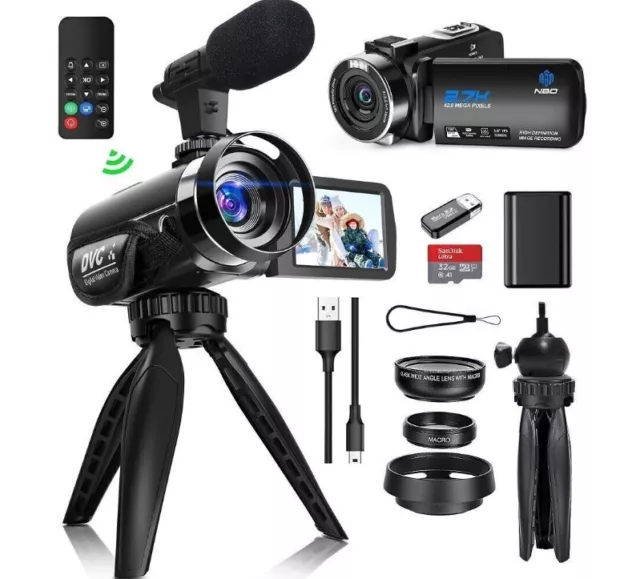 2.7K Video Camera Camcorder Ultra HD 42MP YouTube Live Stream Vlogging Recorder