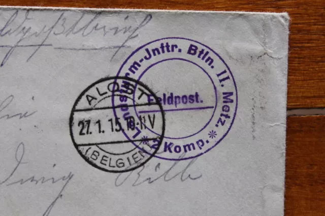 1915 Feldpost, ALOST Belgien, Feldpost-O Landsturm-Inftr.Btln. II Metz, 2.Komp.