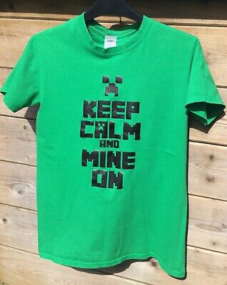 Minecraft 'Keep Calm and Mine On' Green T-Shirt Unisex Small