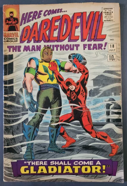 Daredevil #18 1966 OW/Cream Pages 1st Appearance of The Gladiator Pence Copy