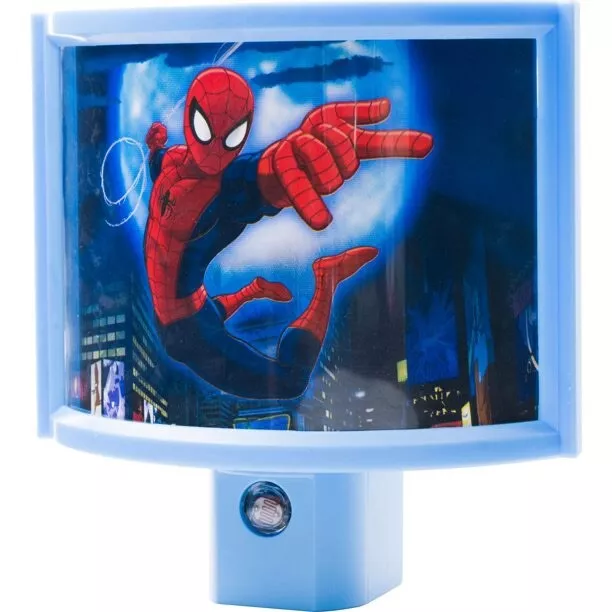Kids Night Light Spider Man Marvel Ultimate Logo Plug In LED Sensor Indoor New