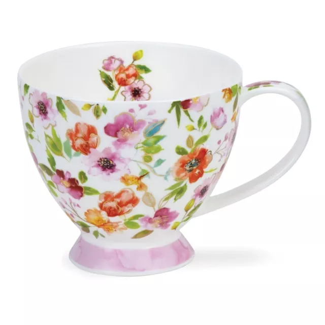 Dunoon Fleurs Fucsia Oro Jumbo 0,42L Taza de Té Jarra Café Skye