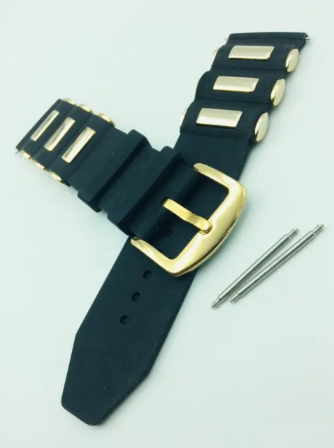 26mm Black  watch strap INVICTA Gold Buckle Band Pro Diver 6981 1435  6084 4060