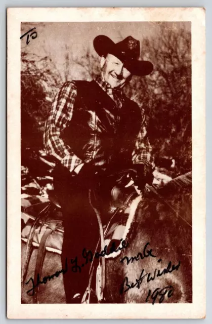 Thomas L Gaddie Worlds Greatest Horseback Ride Cowboy Signed Postcard Vintage