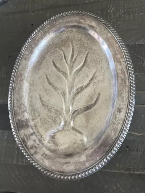 VINTAGE SILVERPLATED TRAY LEAF DESIGNED RARE 16.5” dc7