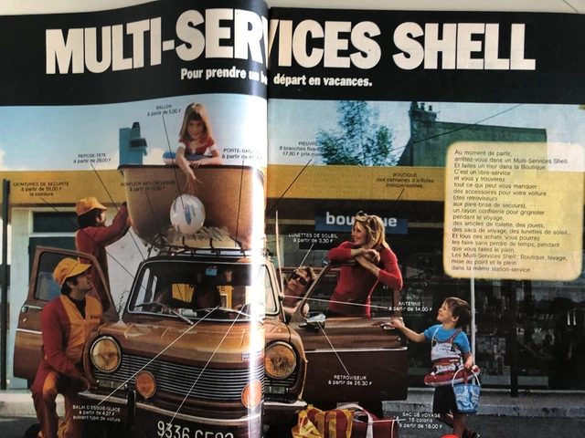 Vintage 1972 Advertising - LES SERVICES SHELL & LA SIMCA 1100