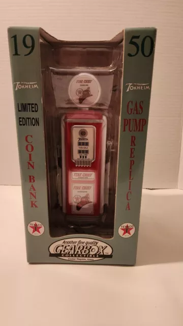 1950 Tokheim Texaco Fire Chief Gas Pump Coin Bank Replica Gearbox New In Box