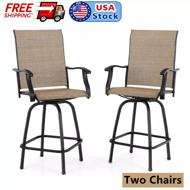 Swivel Bar Chairs Set of 2 Patio Chairs Hight Bar Stools Outdoor Furniture