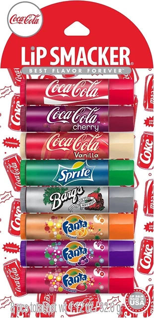 Lip Smacker Coca-Cola 8 Pack Flavored Lip Balm Coke, Sprite, Root Beer, Fanta
