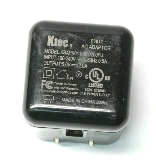 Ktech KSAPK0110500200FU AC Power Supply Adapter Charger Output 5.0 V 2.0 A