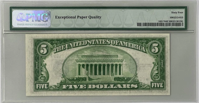 1934-A $5.00 Silver Certificate Star Note Fr 1651* Serial # 05999900A PMG 64-EPQ 2
