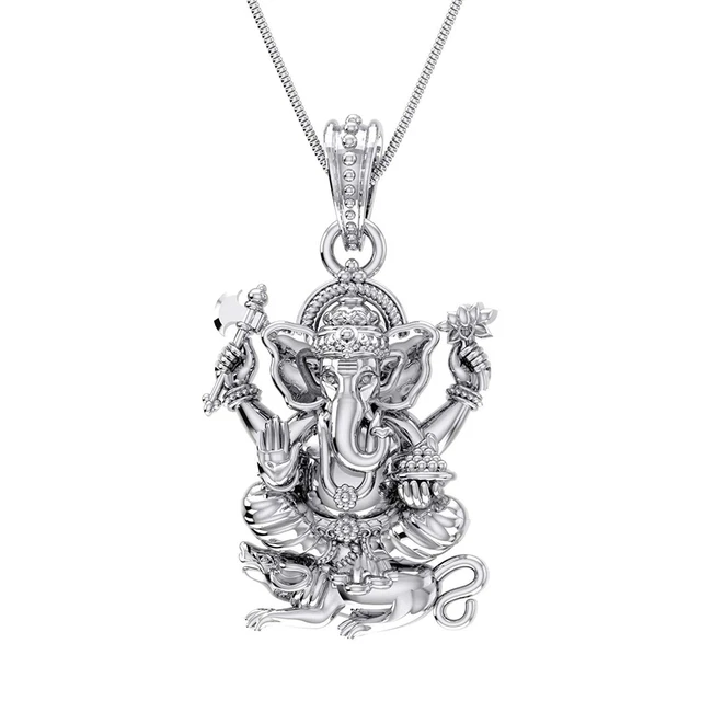 Indisch Traditionell Sterlingsilber 92.5% Purity God Ganesh Anhänger Für Unisex: