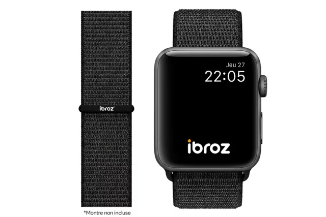 Ibroz Bracelet Nylon Loop Sport pour Apple Watch 7 / 6 / SE / 5 / 4 / 3 - 44mm