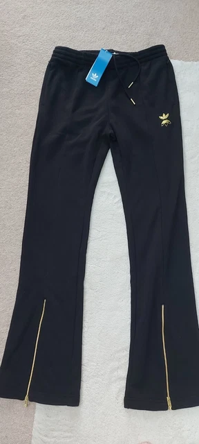 *Tuta Da Donna Adidas Taglia 16 Nera Sciolta Con Cerniera Anteriore Oro Nuova Con Etichette**