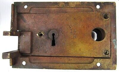 Antique Cast Bronze Brass Oval Egg Door Knobs Rim Lock Handle Set H & Co. Penn 2