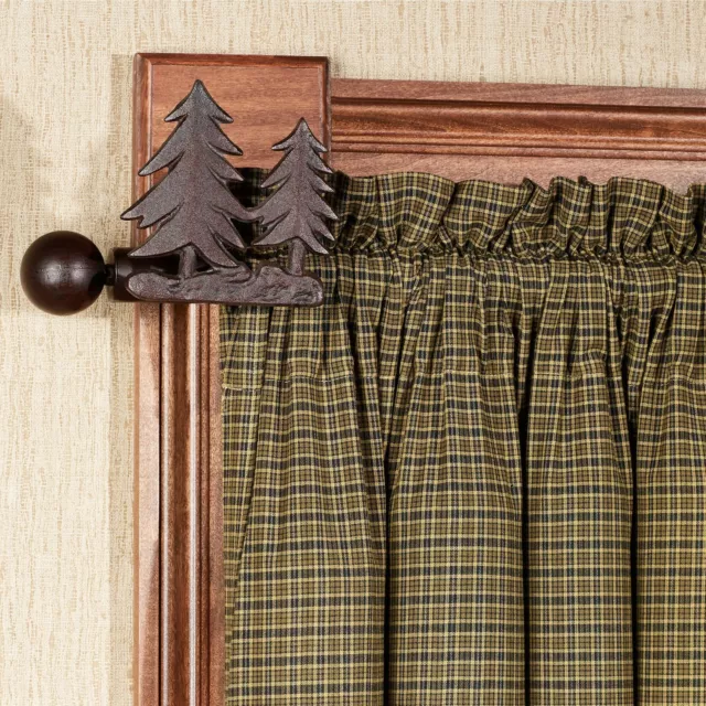 Pine Tree Brown Cast Iron Metal Window Curtain Rod Rustic Cabin Lodge Decor